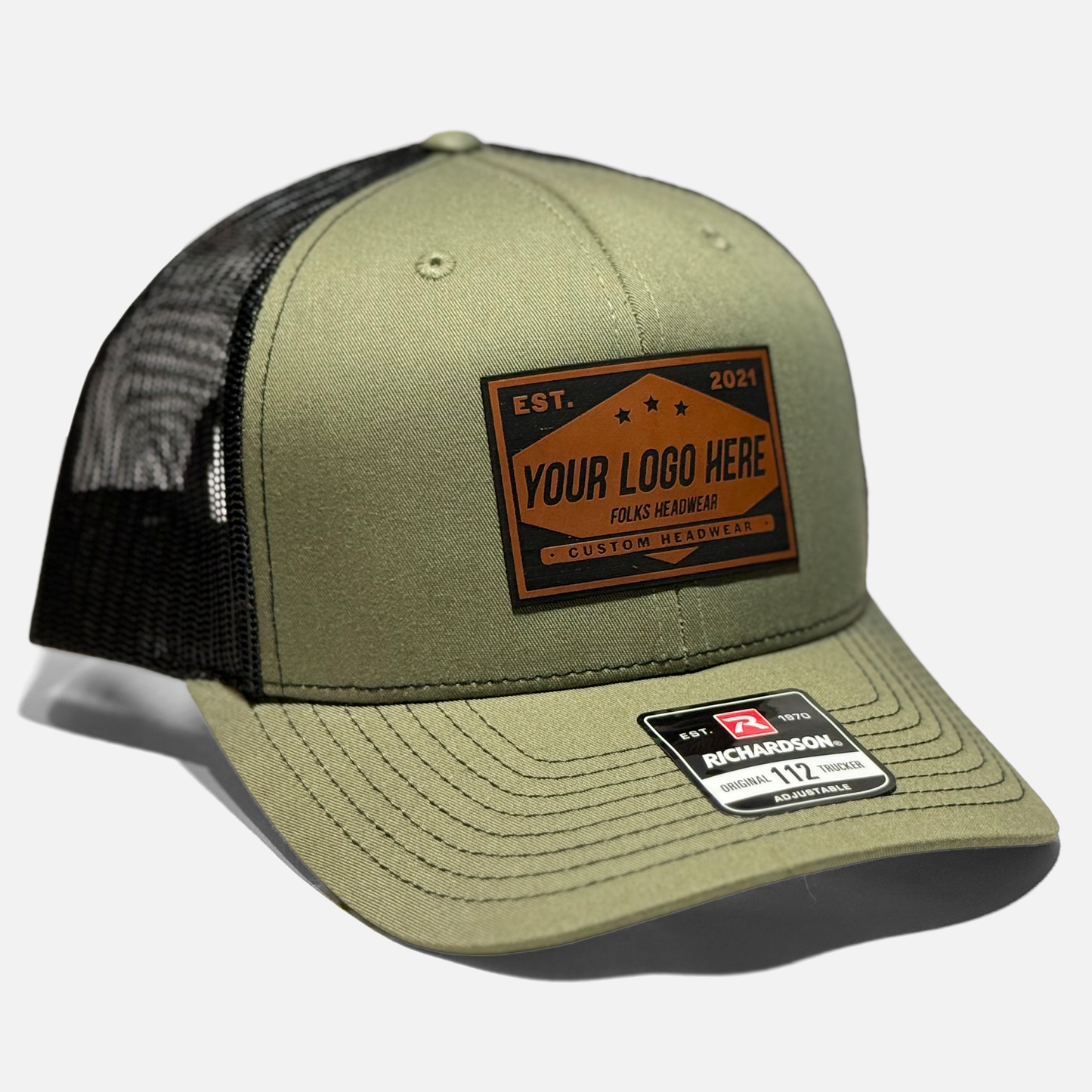 Richardson 112 Trucker Hat - Custom Leather Patch Hat